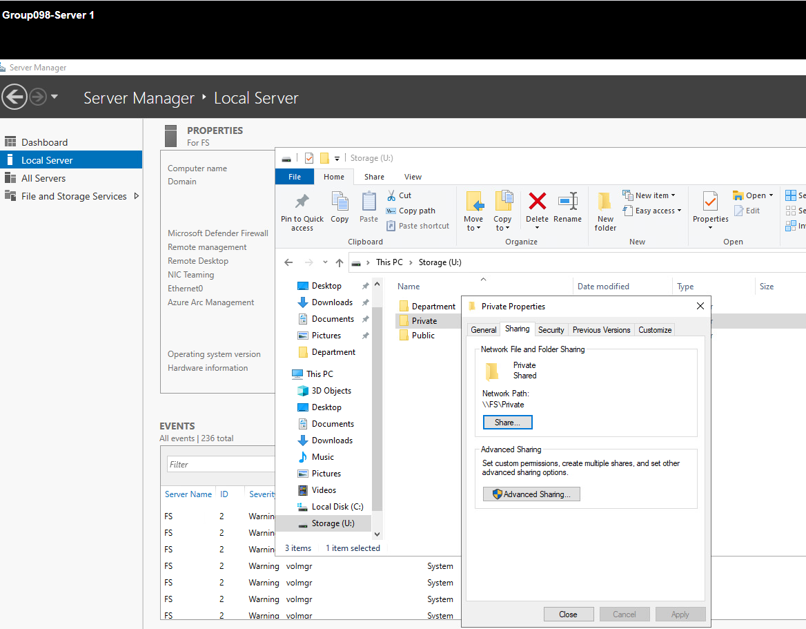 File server shared folders screenshot